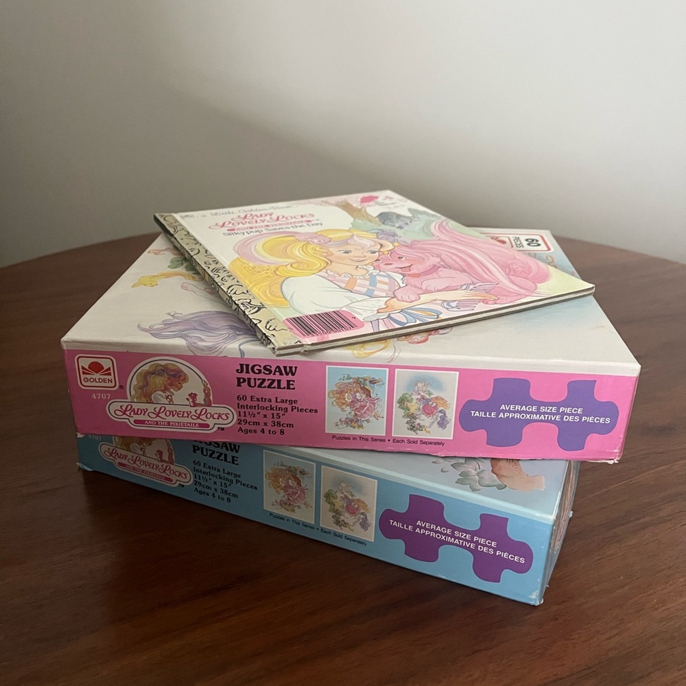 Vintage 1980’s Lady Lovely Locks Jigsaw Puzzles and picture book Collection
